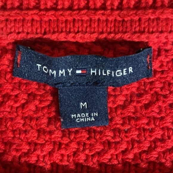 TOMMY Hilfiger Cable Knit Long Sleeve Sweater 100% Cotton Size Medium - Picture 8 of 10